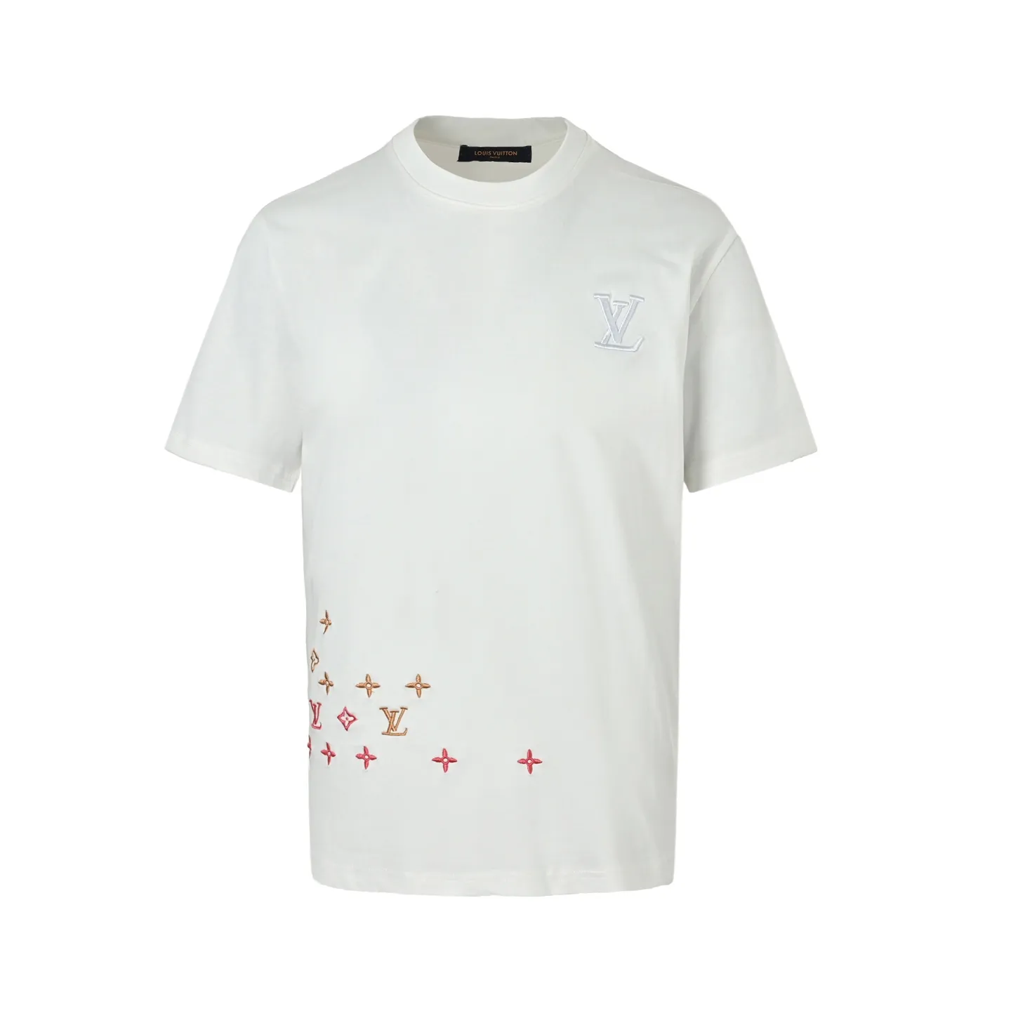 Louis Vuitton/Louis Vuitton hem three-flower embroidery round neck short sleeves